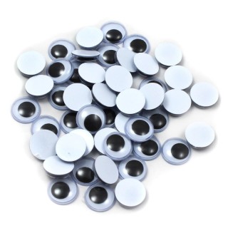 Charles Leonard Wiggle Eyes, Round, 12mm, Black, 50 Per Pack, 12 Packs