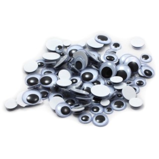 Charles Leonard Creative Arts by Charles Leonard Wiggle Eyes, Peel'n Stick, Black, Assorted Sizes, 100/Bag