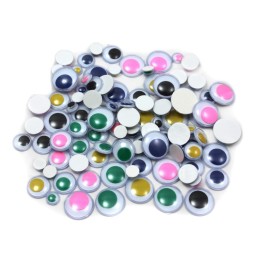 Charles Leonard Wiggle Eyes, Peel'n Stick, Assorted Colors and Sizes, Bag of 100