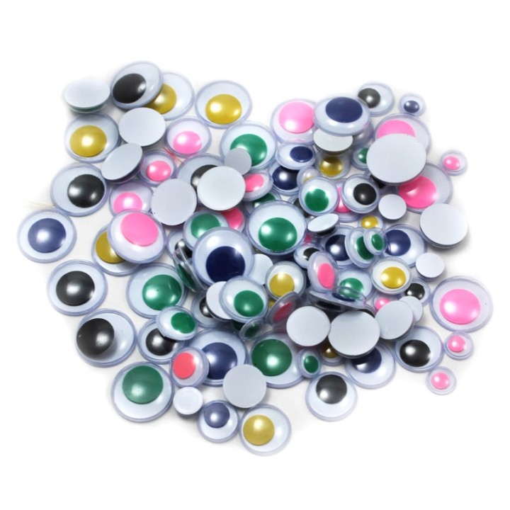Charles Leonard Creative Arts™ Wiggle Eyes, Round, Assorted Sizes & Colors, Bag of 100