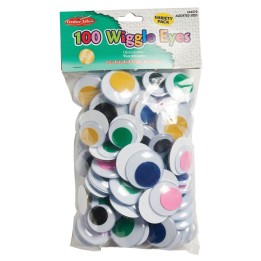 Charles Leonard Wiggle Eyes, Jumbo Round, Assorted Colors & Sizes, Pack of 100
