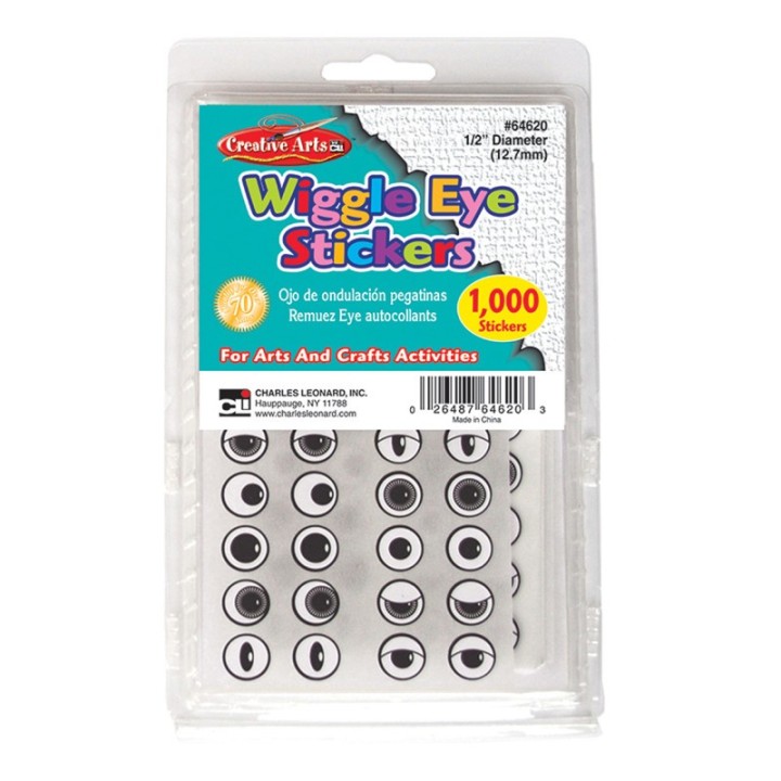 Charles Leonard Creative Arts Wiggle Eyes Stickers, Black