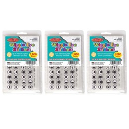 Charles Leonard Wiggle Eyes Stickers, Black, 1000 Per Pack, 3 Packs