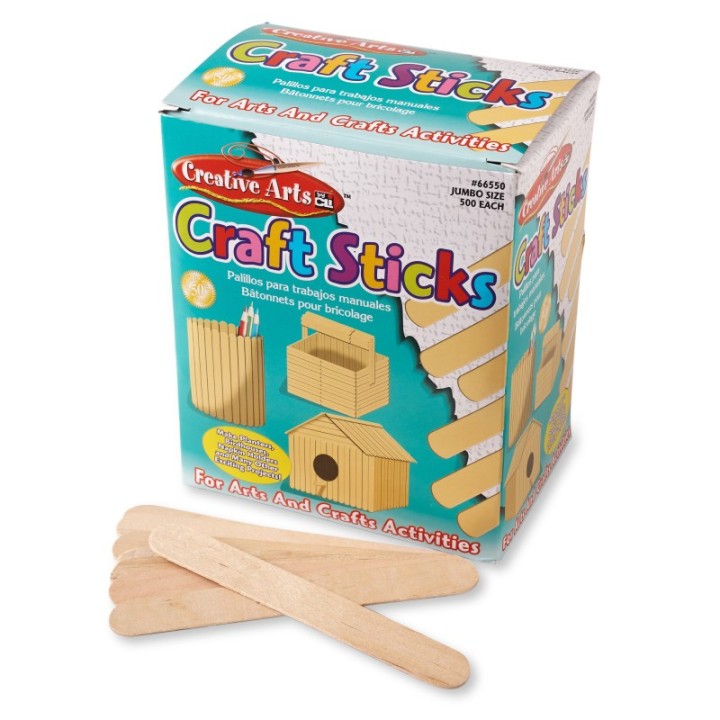 Charles Leonard Creative Arts Jumbo Craft Sticks, 6" x 0.75", Natural, Box of 500
