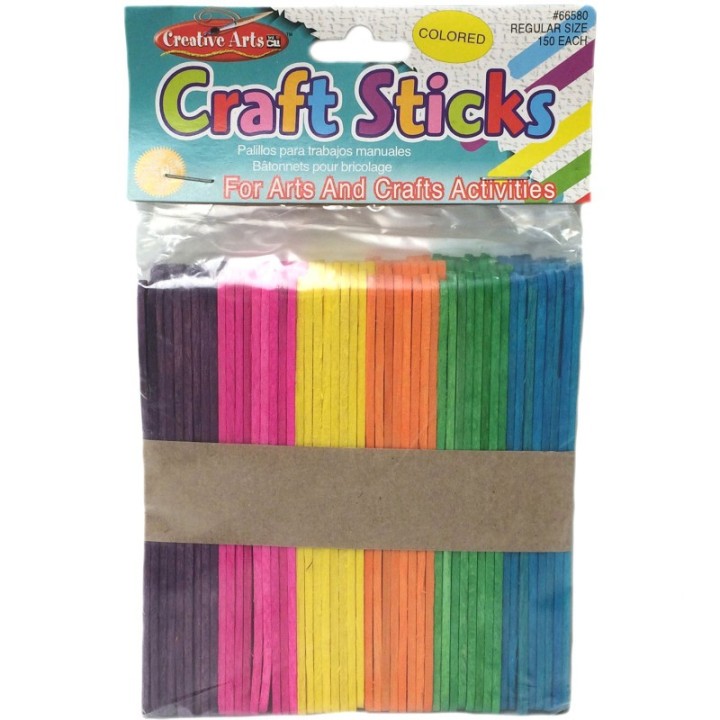 Charles Leonard Colored Craft Sticks, Regular Size, 4-1/2" x 3/8", Bag of 150
