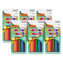 Charles Leonard Pre-Sharpened Colored Pencils, Assorted Colors, 7 Inches, 12 Per Pack, 6 Packs