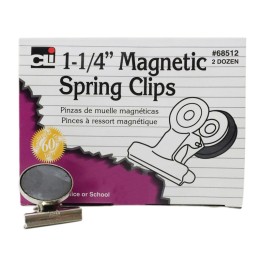 Charles Leonard Magnetic Spring Clips, 1-1/4", Box of 24