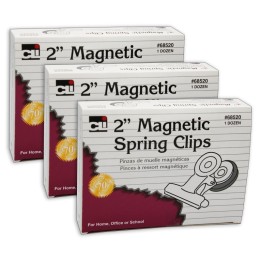 Charles Leonard Magnetic Spring Clips, 2", 12 Per Box, 3 Boxes