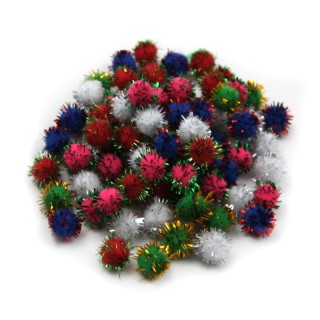 Charles Leonard Creative Arts by Charles Leonard Pom-Poms, 1/2 Inch, Glitter Assorted, Bag of 80