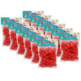 Charles Leonard Pom-Poms 1", Red, 50 Per Pack, 12 Packs