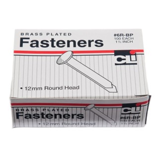 Charles Leonard Fasteners, Round Head, Brass Plated, 1-1/2 Inch Shank, 12 MM Head, Box of 100
