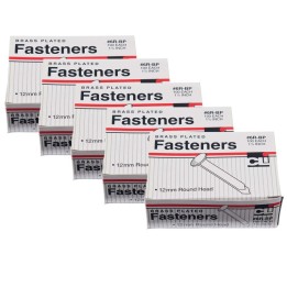 Charles Leonard Brass Paper Fasteners 1.5", 100 Per Pack, 5 Packs