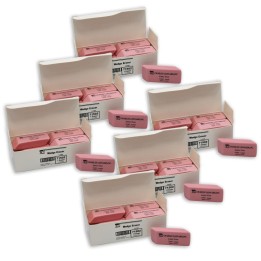 Charles Leonard Eraser, Synthetic, Latex Free, Wedge Shape, Pink, Large, 12 Per Box, 6 Boxes