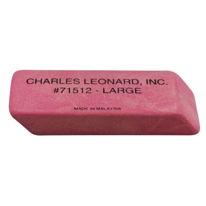 Charles Leonard Natural Rubber Pink Wedge Erasers, Large, Box of 12