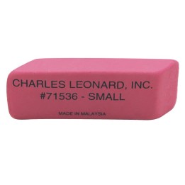 Charles Leonard Natural Rubber Wedge Pink Erasers, Small, Box of 36