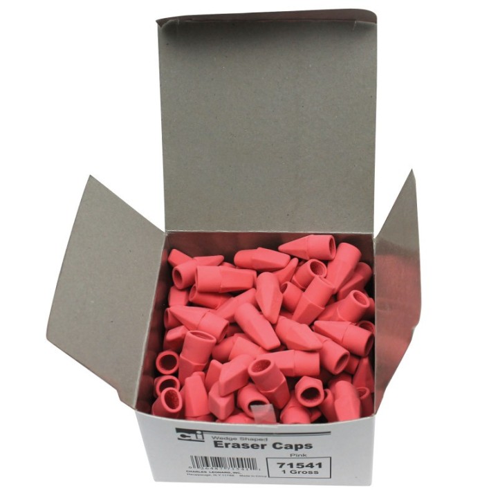 Charles Leonard Pencil Eraser Caps, Pink, Box of 144