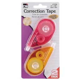 Charles Leonard Correction Tape, Assorted Color Cases, 1/5" x 394", Pack of 2