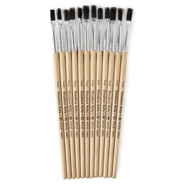 Charles Leonard Easle Brushes, 1/4" Wide, Stubby Handle, Natural Bristles, Pack of 12