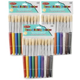 Charles Leonard Creative Arts Stubby Round Brushes, Assorted Colors, 10 Per Pack, 3 Packs