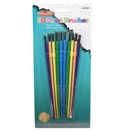 Charles Leonard Creative Arts by Charles Leonard Plastic Artist Brushes, Assorted Sizes & Colors, 10/Pack
