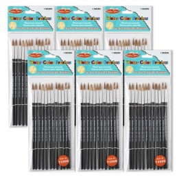 Charles Leonard Water Color Paint Brushes with Round Pointed Tip, # 6, 11/16", Camel Hair, Black Handle, 12 Per Pack, 6 Packs