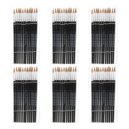 Charles Leonard Water Color Paint Brushes, #7 - 3/4" Camel Hair, Black Handle, 12 Per Set, 6 Sets