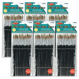 Charles Leonard Water Color Paint Brushes with Round Pointed Tip, # 8, 0.81 Inch, Camel Hair, Black Handle, 12 Per Pack, 6 Packs