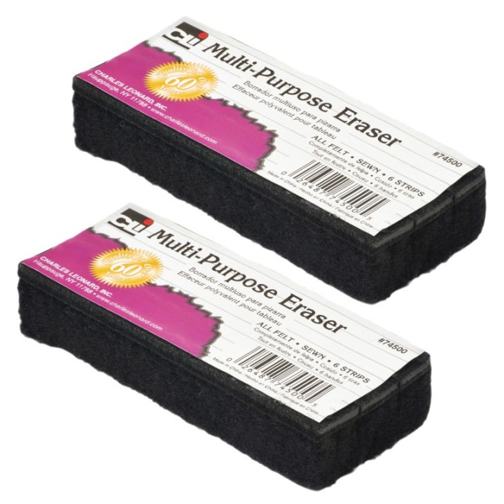 Charles Leonard Multi-Purpose Eraser, 5" Length, 12 Per Pack, 2 Packs