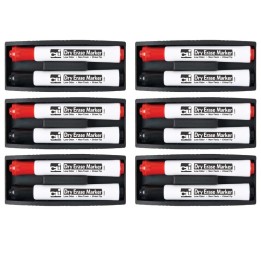 Charles Leonard Magnetic Whiteboard Eraser with 2 Dry Erase Markers, Pack of 6