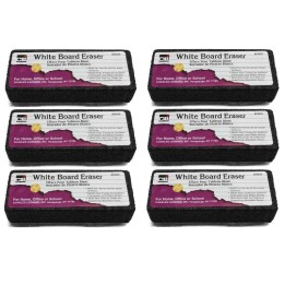 Charles Leonard Whiteboard Eraser, Felt/Foam, Gray and Black, Pack of 6