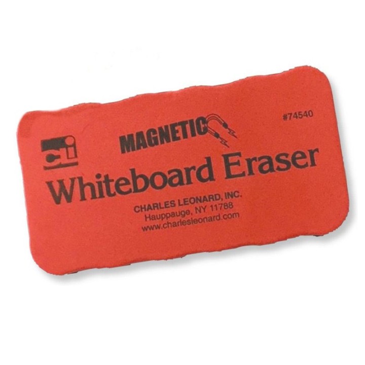 Charles Leonard Magnetic Whiteboard Eraser, Red/Black, 12 Per Pack