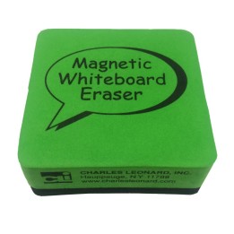 Charles Leonard Magnetic Whiteboard Eraser, 2" x 2", Green, Pack of 12