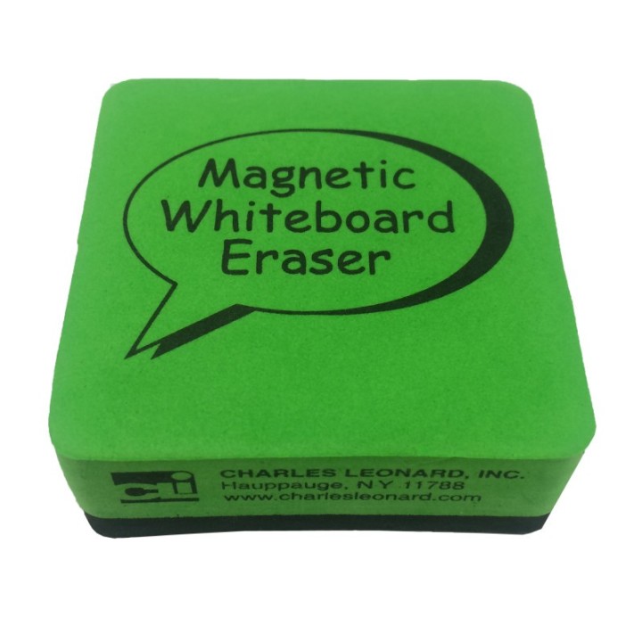 Charles Leonard Magnetic Whiteboard Eraser, 2" x 2", Green, Pack of 12