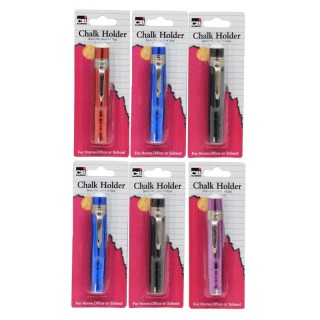 Charles Leonard Aluminum Chalk Holder, Assorted Colors, Pack of 6