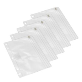 Charles Leonard 2-Pocket Pencil Pouch, Clear, 10" x 7", Pack of 5