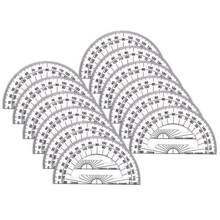 Charles Leonard Protractor Plastic, 4-Inch, Pack of 12