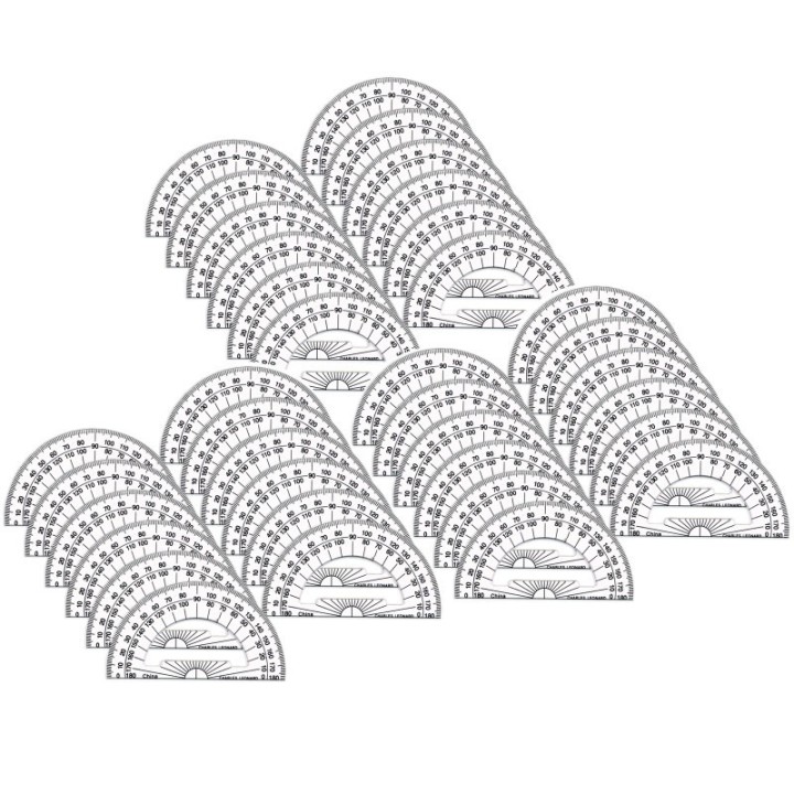 Charles Leonard Protractor Plastic, 4-Inch, 12 Per Pack, 3 Packs