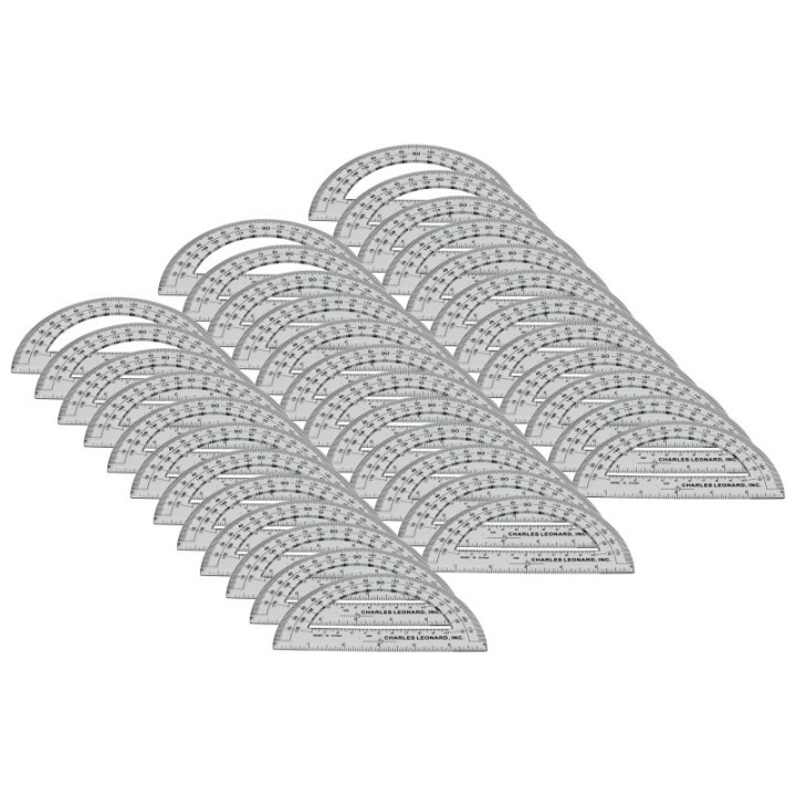 Charles Leonard Protractor Plastic, 6-Inch, 12 Per Pack, 3 Packs