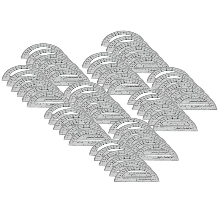 Charles Leonard Protractor Plastic, 6-Inch, 12 Per Pack, 5 Packs