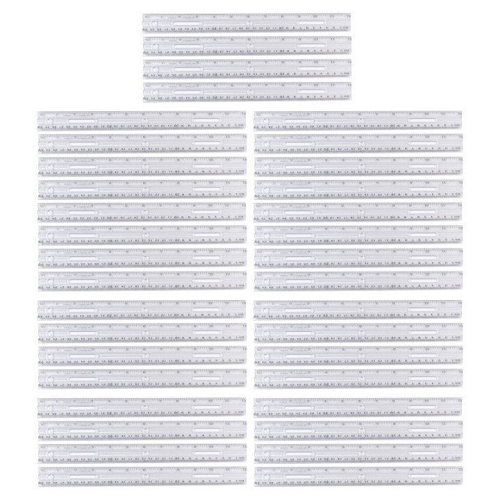 Charles Leonard Plastic Ruler with Pencil Groove, 12-Inch, Clear, Pack of 36