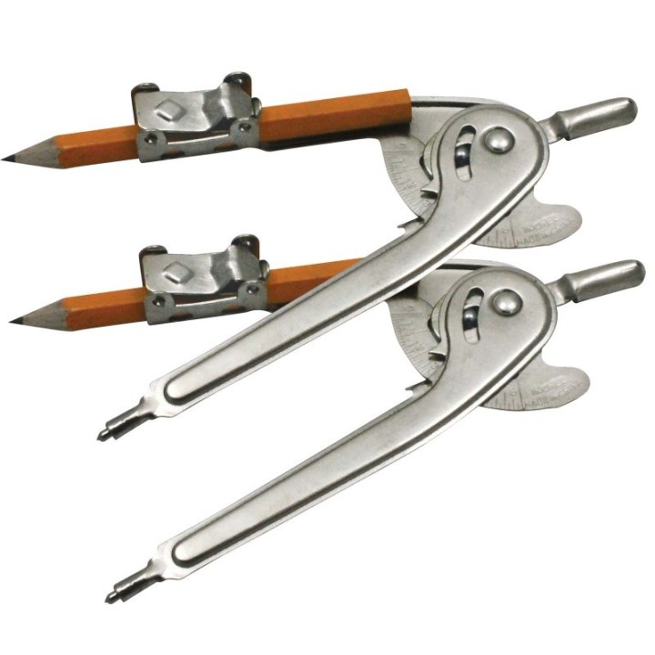 Charles Leonard Ball Bearing Compass with Golf Pencil, Safety Point, 12 Per Pack, 2 Packs