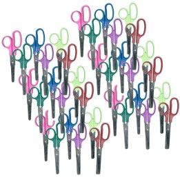 Charles Leonard Children's 5" Scissors, Blunt Tip, Assorted Colors, Pack of 36
