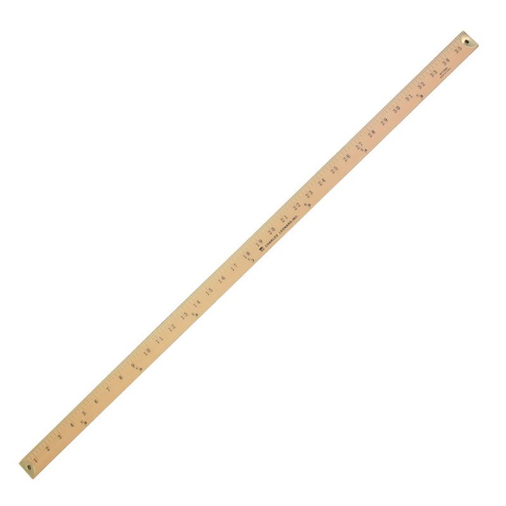 Charles Leonard Metal Edged Yardstick Ruler, Inches and 1/8 Yard Measurements, Natural Wood, 36 Inches