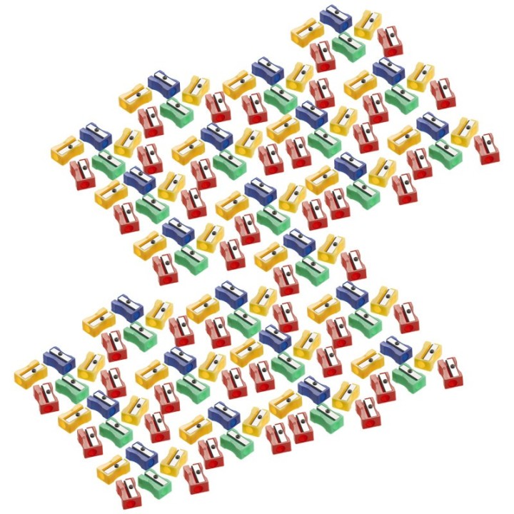 Charles Leonard Plastic Pencil Sharpener, One Hole, Assorted Colors, Pack of 144