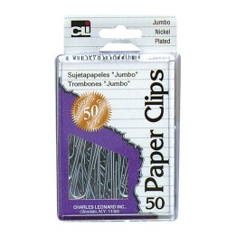 Charles Leonard Jumbo Paper Clips, Pack of 50, Silver