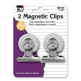 Charles Leonard Magnetic Spring Clips, 1.25", 2 Per Pack