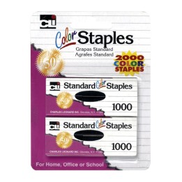 Charles Leonard Standard Color Staples, Assorted Colors, 1000 Per Box, 2 Boxes