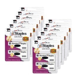 Charles Leonard Standard Color Staples, Assorted Colors, 2000 Per Pack, 12 Packs
