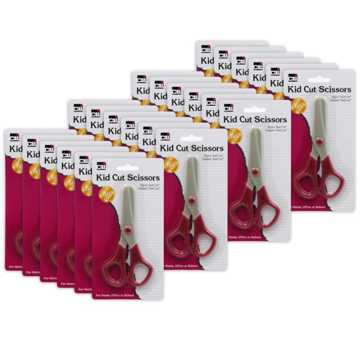 Charles Leonard Kid Cut Plastic Scissors in Assorted Colors, Pack of 24