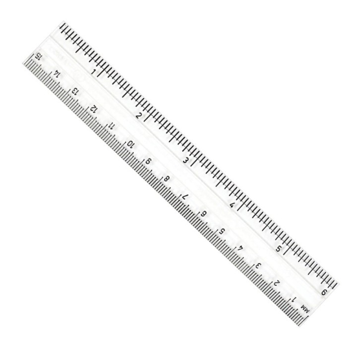 Charles Leonard Double Bevel Plastic Ruler, 6", Clear